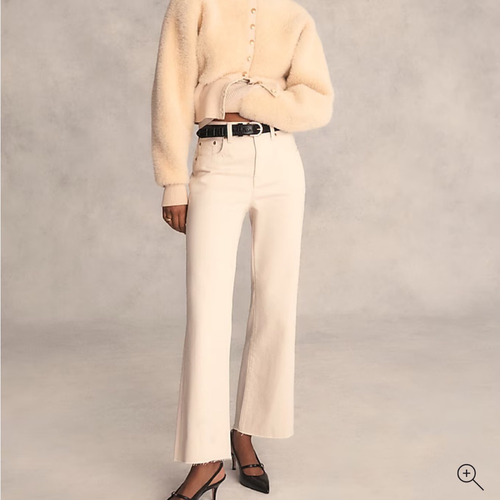 Jcrew mid rise kick out crop jean in cream